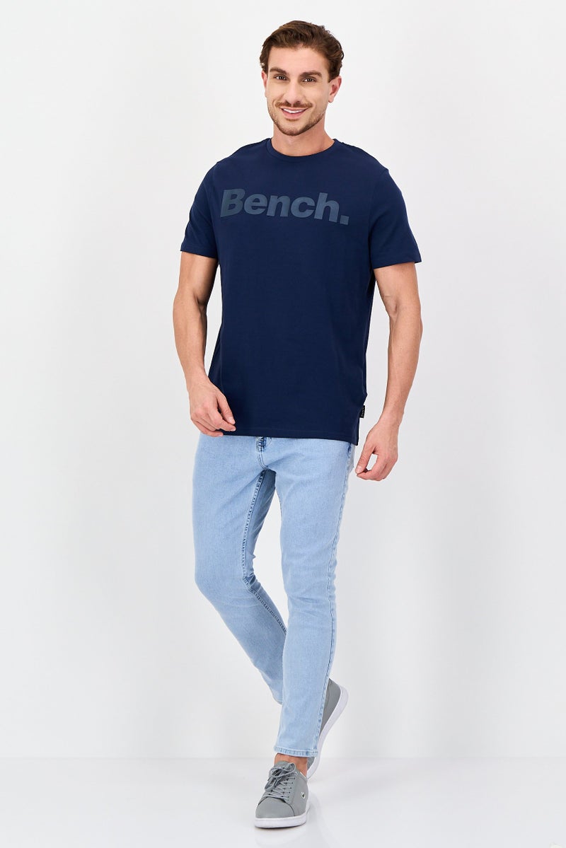 Bench Men Crew Neck Short Sleeve Brand Logo T-Shirt, Navy - Image 2